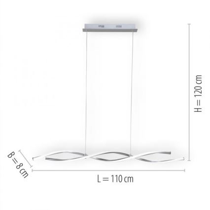 Paul Neuhaus 9142-55 - LED ljusreglerad Ljuskrona med upphängningsrem  POLINA 2xLED/10,2W/230V