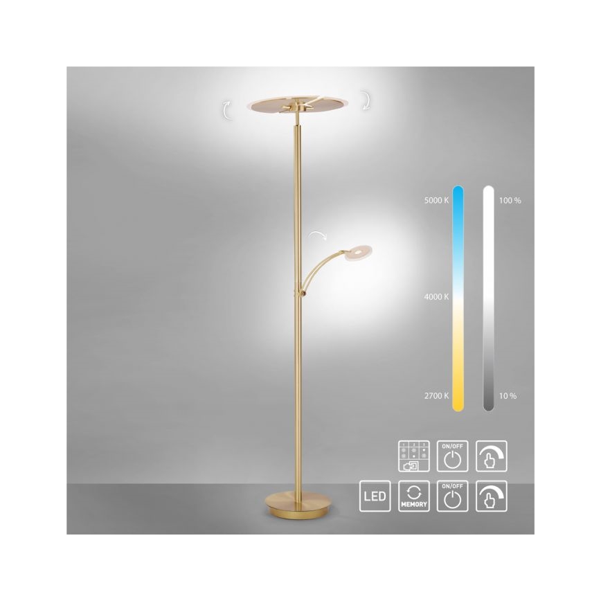Paul Neuhaus - LED Dimbar Golvlampa ARTUR 2xLED/21W+1xLED/6W/230V guld