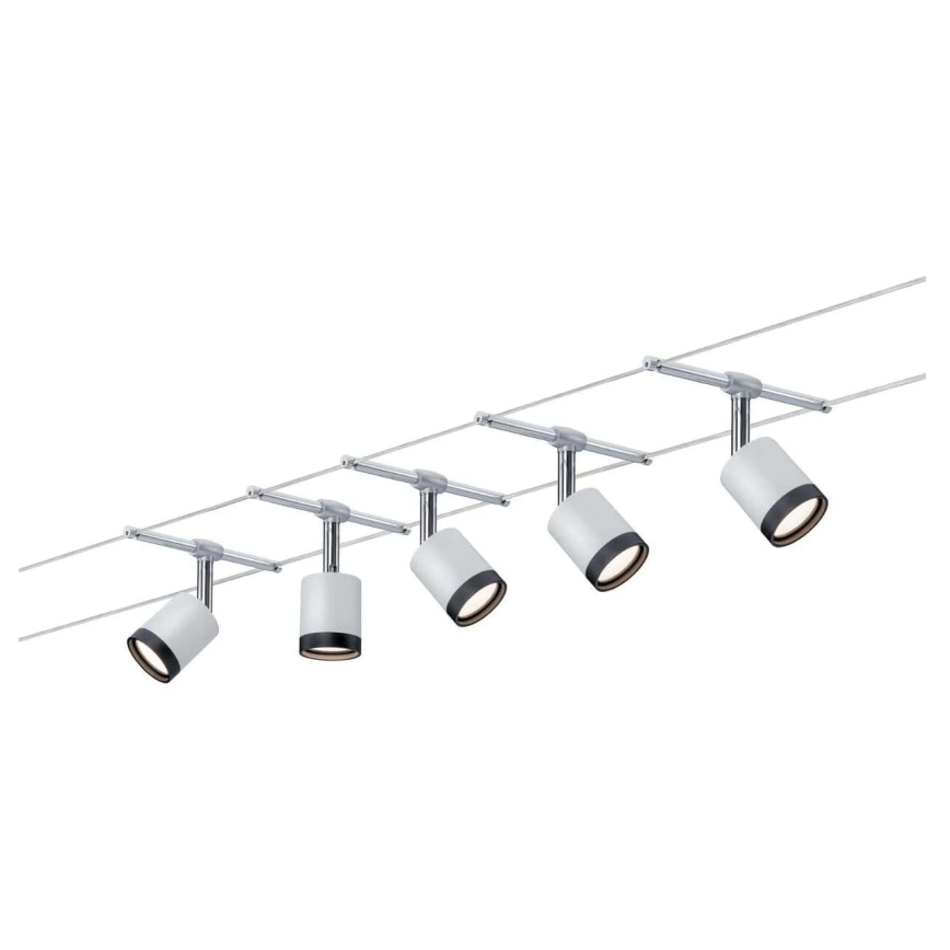 Paulmann 3981 - Set med 5× LED (4 W) Komplett vajersystem TUBE 230 V matt krom/svart