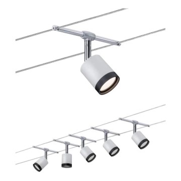 Paulmann 3981 - Set med 5× LED (4 W) Komplett vajersystem TUBE 230 V matt krom/svart