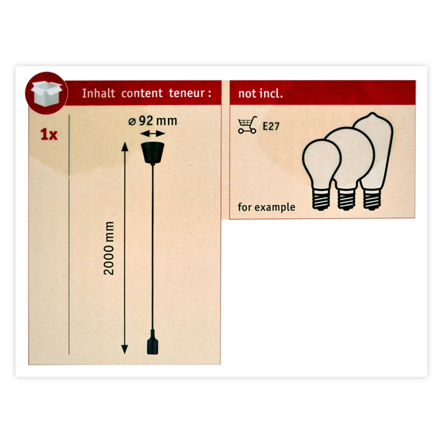 Paulmann 50346 - Strömkabel NEORDIC 1xE27/20W/230V IP44