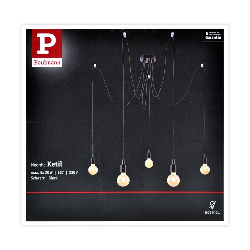 Paulmann 50389 - Ljuskrona med textilsladd NEORDIC 5xE27/20W/230V spindel