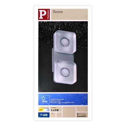 Paulmann 70473 - LED/9W IP44 Badrumsvägglampa TUCANA 230V