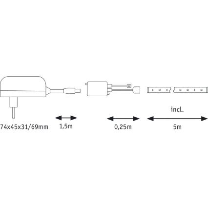 Paulmann 70480 - LED RGBW/16,5W Dimbar remsa DIGITAL 5 m 230V + fjärrkontroll