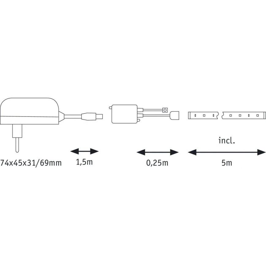 Paulmann 70480 - LED RGBW/16,5W Dimbar remsa DIGITAL 5 m 230V + fjärrkontroll