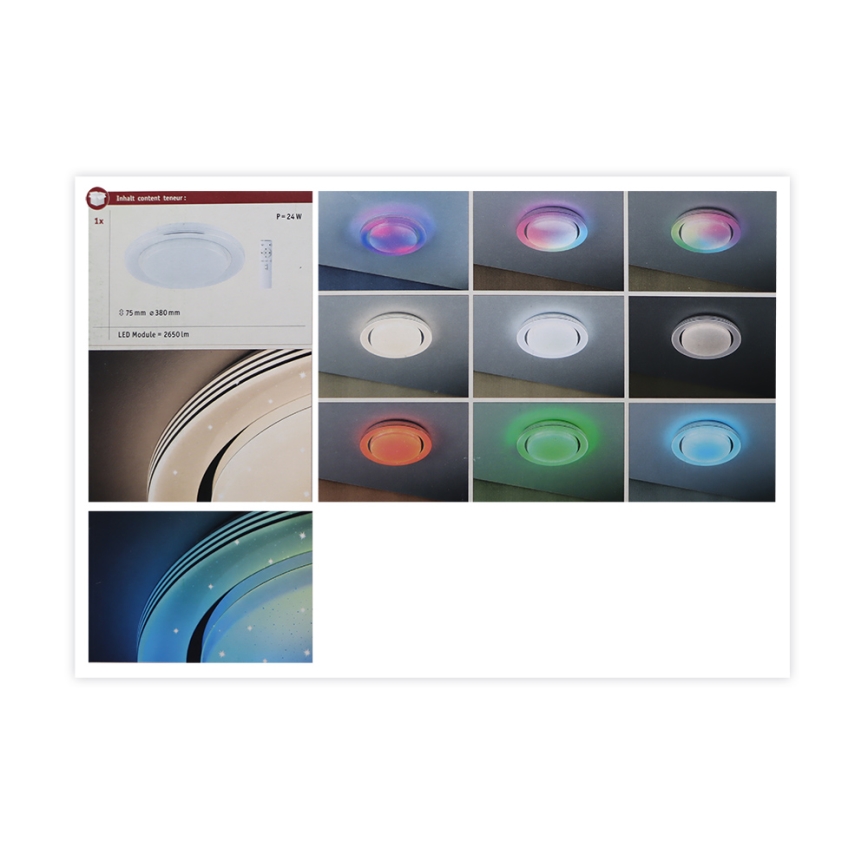 Paulmann 70546 - LED RGBW/22W Dimbar taklampa RAINBOW 230V 3000-6500K + fjärrkontroll