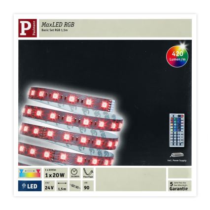 Paulmann 70587 - LED RGB/20W Dimbbar LED-remsa MAXLED 1,5m 230V + fjärrkontroll