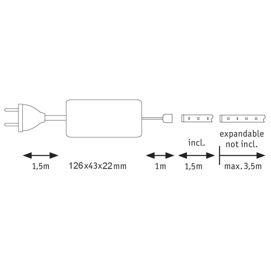 Paulmann 70667 - LED/9W IP44 Dimbar badrumremsa MAXLED 1,5 m 6500K 230V