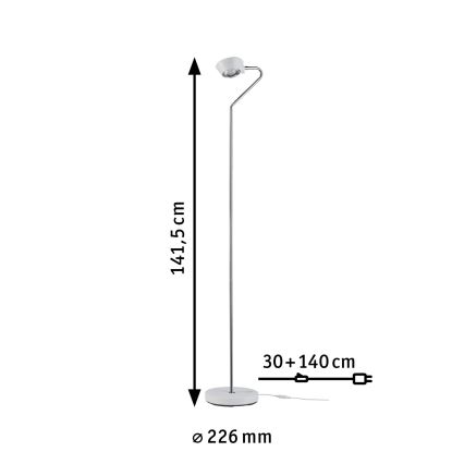 Paulmann 70920 - LED/7,5W Dimbar golvlampa RAMOS 230V vit/blank krom