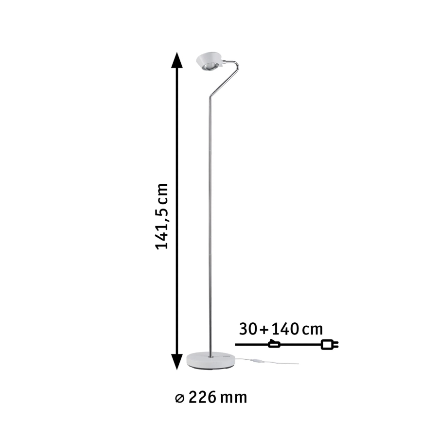Paulmann 70920 - LED/7,5W Dimbar golvlampa RAMOS 230V vit/blank krom