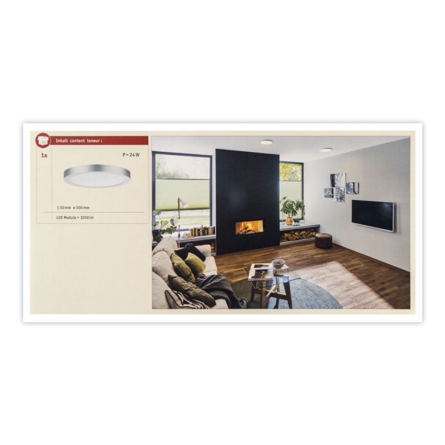 Paulmann 71023 - LED/22W Taklampa ABIA 230V matt krom