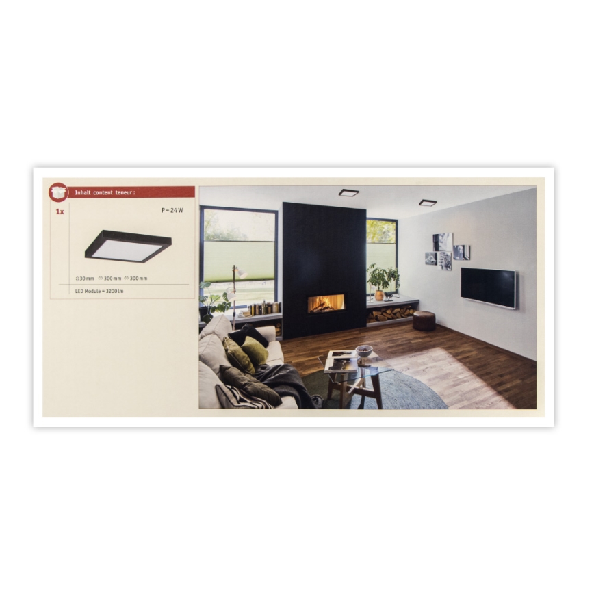 Paulmann 71026 - LED/22W Taklampa ABIA 230V svart