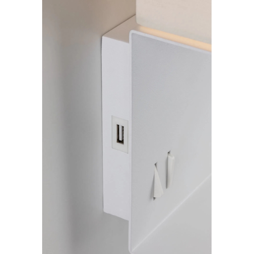 Paulmann 78913 - LED/2,5W + 1xE27/40W Vägglampa med hylla och USB MERANI 230V vit