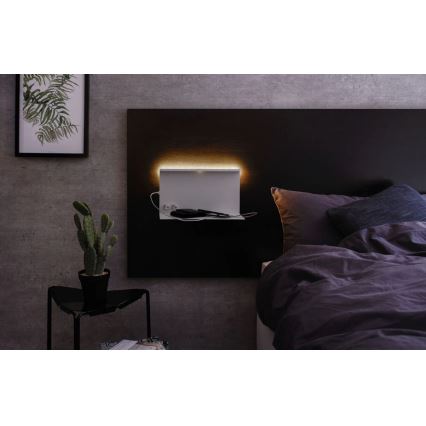 Paulmann 78919 - LED/4,5W Ljusreglerad belysning med hylla och USB + LED/1,6W 230V