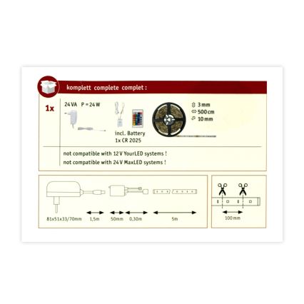 Paulmann 78978 - LED RGB/20W Dimbar ljusslinga SIMPLED 5m 230V + Fjärrstyrd