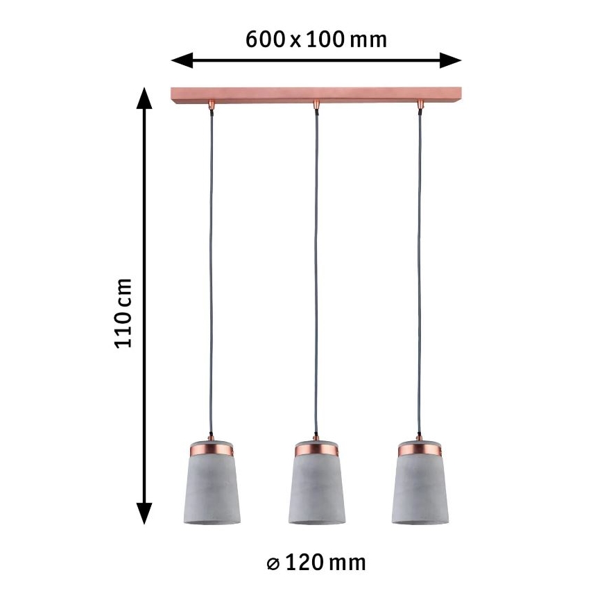 Paulmann 79626 - 3xE27/20W Ljuskrona med textilsladd NEORDIC STIG 230V