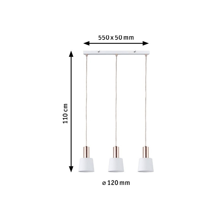 Paulmann 79657 - 3xE14/20W Ljuskrona med textilsladd NEORDIC HALDAR 230V