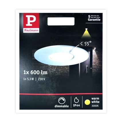 Paulmann 79668 - LED/5,3W IP44 infälld Badrumbelysning Hem 230V