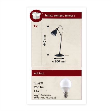 Paulmann 79683 - 1xE14/20W Bordslampa NEORDIC THALA 230V
