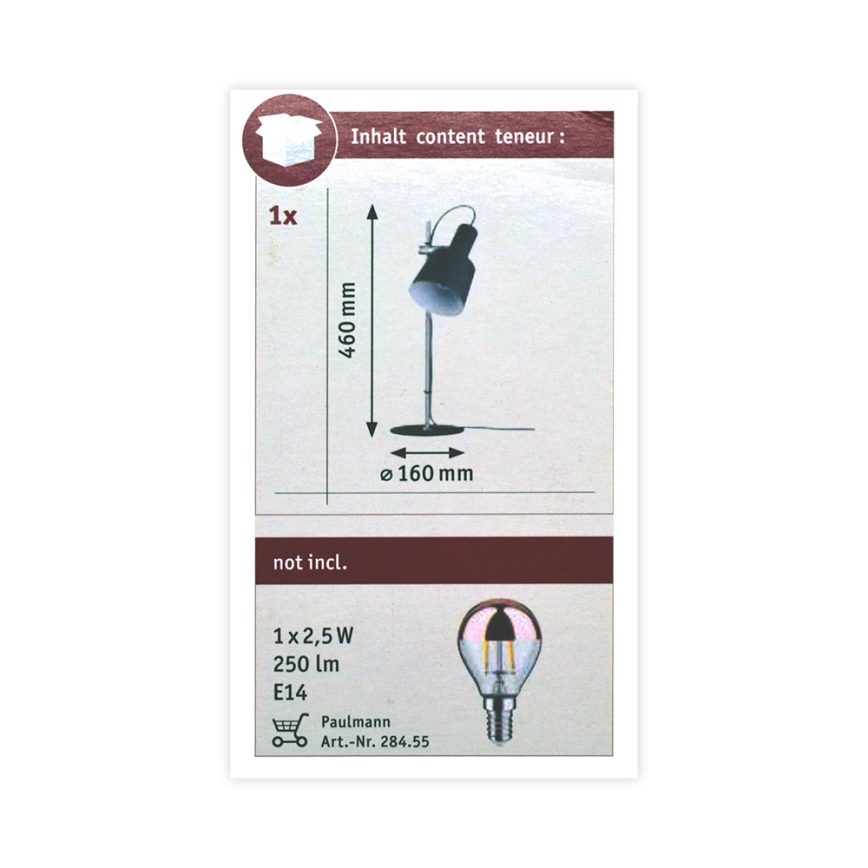 Paulmann 79689 - 1xE14/20W Bordslampa HALDAR 230V