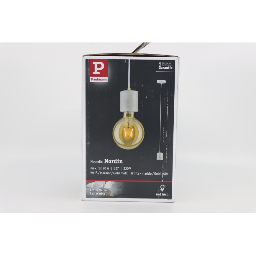 Paulmann 79750 - 1xE27/20W Ljuskrona med upphängningsrem NORDIN 230V