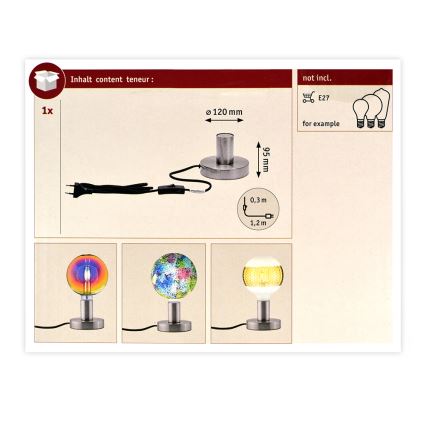 Paulmann 79759 - Bordslampa HALDOR 1xE27/20W/230V