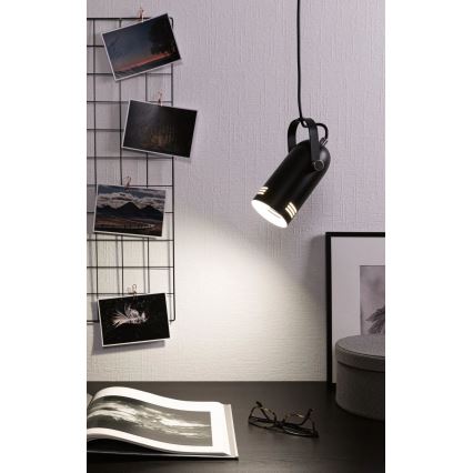 Paulmann 79766 - LED 1xE27/8W Pendellampa med vajer LAVEA 230V svart