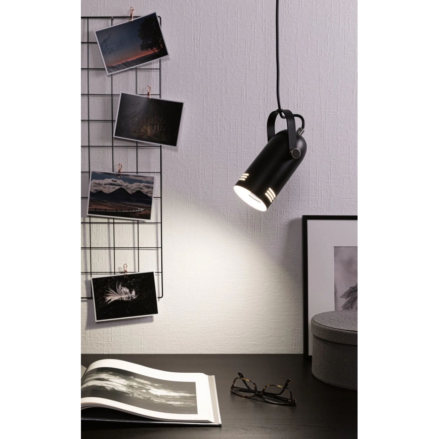 Paulmann 79766 - LED 1xE27/8W Pendellampa med vajer LAVEA 230V svart