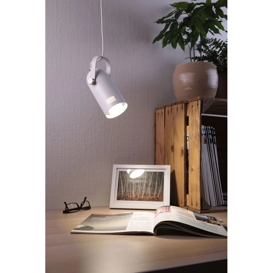 Paulmann 79767 - LED 1xE27/8W Pendellampa på vajer LAVEA 230V vit