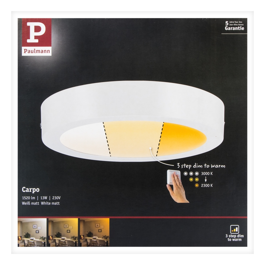 Paulmann 79795 - LED/13W Taklampa CARPO 230V 2300/2500/3000K