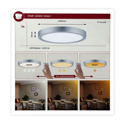 Paulmann 79802 - LED/21W Taklampa CARPO 230V 2300/2500/3000K