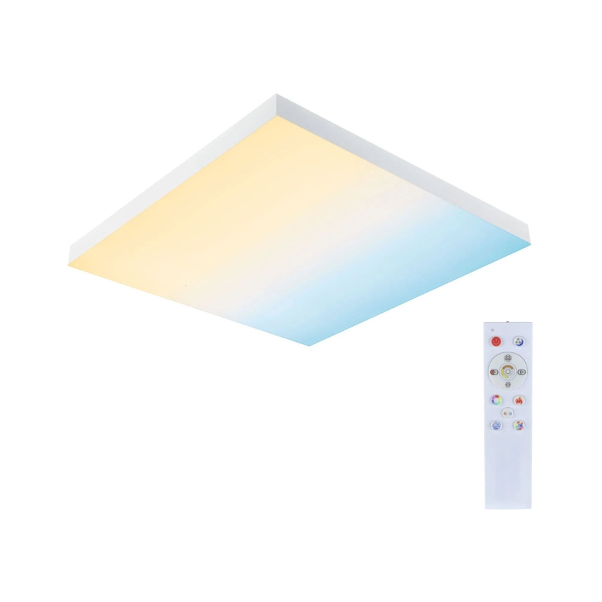 Paulmann 79910 - LED/31W RGBW Dimbart takarmatur LORIA 230V 3000–6500K 59,5x59,5 cm vit + fjärrkontroll