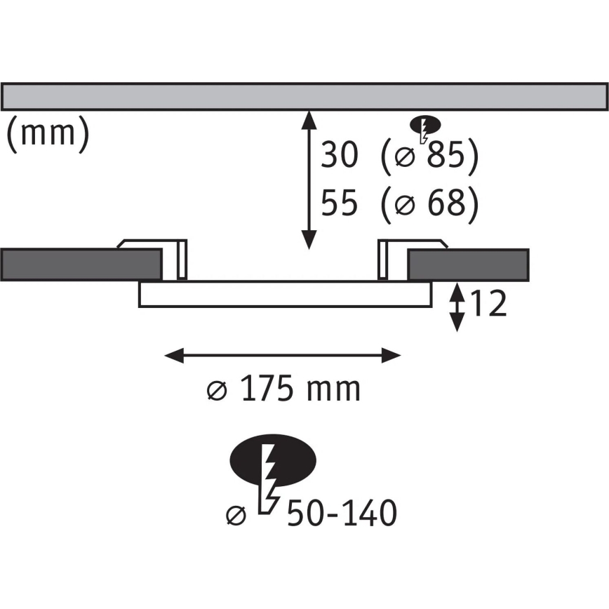 Paulmann 79965 - LED/13W IP44 Dimbar infälld badrumsdownlight AREO 230V Ø 17,5 cm svart