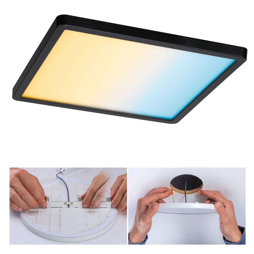 Paulmann 79967 - LED 16W IP44 dimbar infälld badrumsarmatur AREO 230V 23x23 cm svart