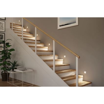 Paulmann 80002 - LED/1W Trappbelysning med sensor TSARO 230V Bly/vit