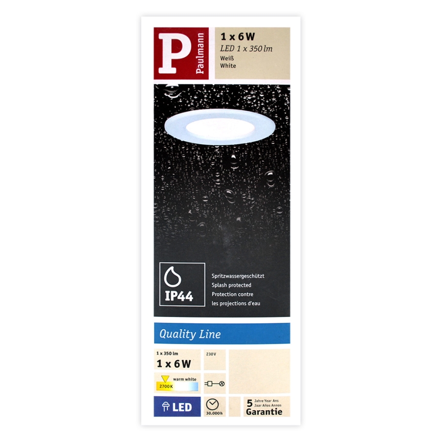 Paulmann 92061 - LED/6W IP44 Badrum Hängande Takbelysning QUALITY LINE 230V