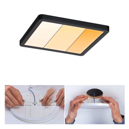 Paulmann 93101 - LED/13W IP44 Infälld takarmatur för badrum AREO 230V 2000/3000/4000K 17,5x17,5 cm svart