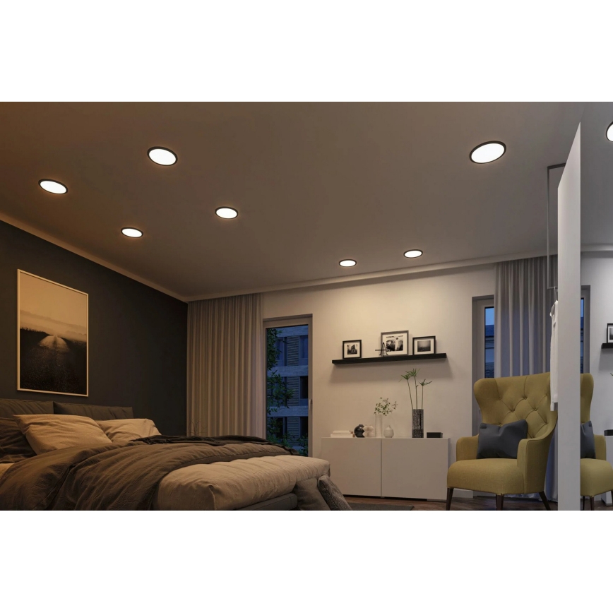 Paulmann 93102 - LED/16W IP44 Dimbart infällt badrumsarmatur AREO 230V 2000/3000/4000K Ø 23 cm svart