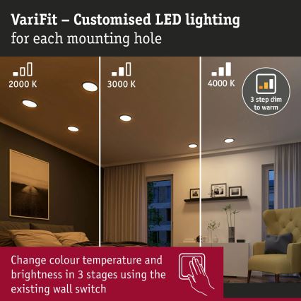 Paulmann 93102 - LED/16W IP44 Dimbart infällt badrumsarmatur AREO 230V 2000/3000/4000K Ø 23 cm svart