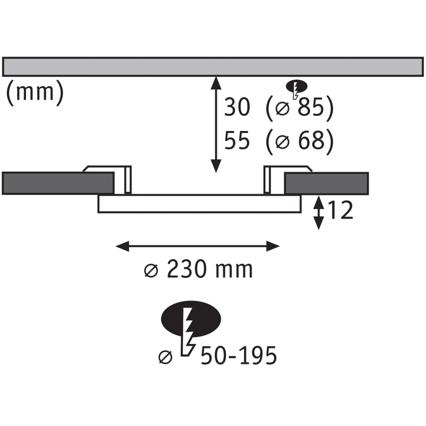 Paulmann 93102 - LED/16W IP44 Dimbart infällt badrumsarmatur AREO 230V 2000/3000/4000K Ø 23 cm svart