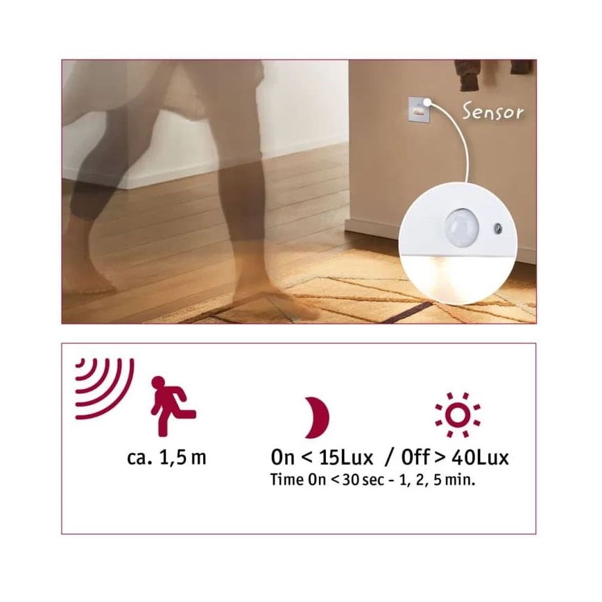 Paulmann 93133 - LED/1,2W Trappbelysning med sensor EDGE 230V vit