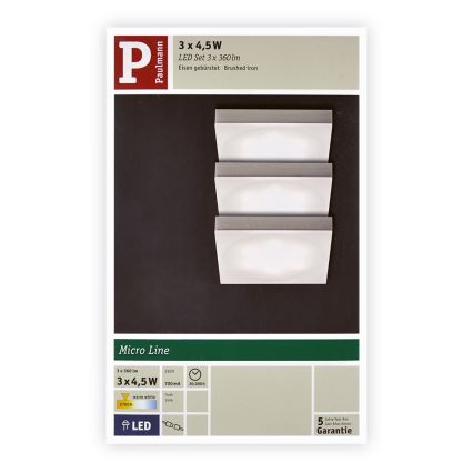 Paulmann 93565 - SET 3xLED/4,5W Möbelbelysning UNITY 230V