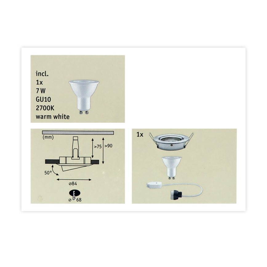 Paulmann 93603 - LED-GU10/7W IP23 Ljusreglerad hängande badrumslampa NOVA 230V