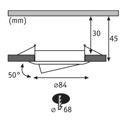 Paulmann 93898 - LED/6,8W IP23 Badrum infälld lampa  COIN 230V