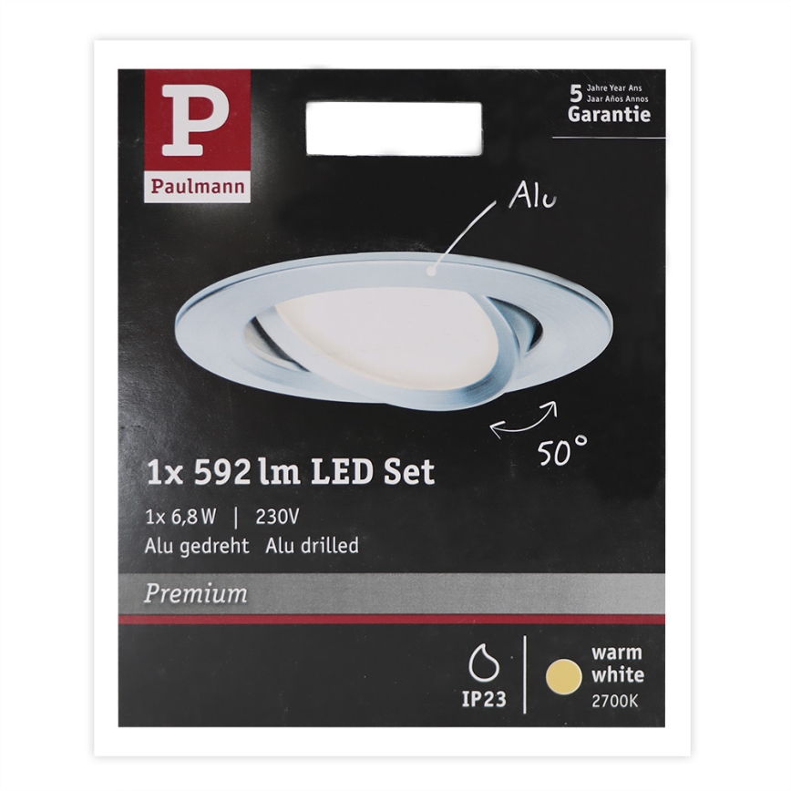 Paulmann 93898 - LED/6,8W IP23 Badrum infälld lampa  COIN 230V