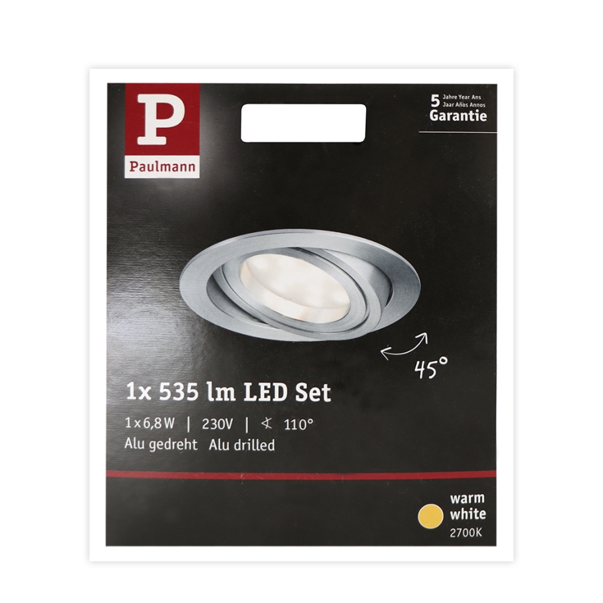 Paulmann 93983 - LED/6,8W IP23 Badrum infälld lampa  COIN 230V