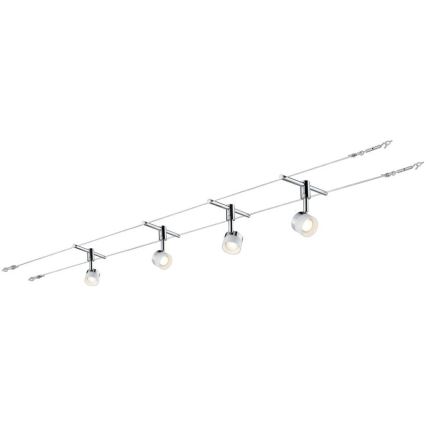 Paulmann 94080 - Set med 4xLED/4,8W Komplett vajersystem STAGE 230V blank krom