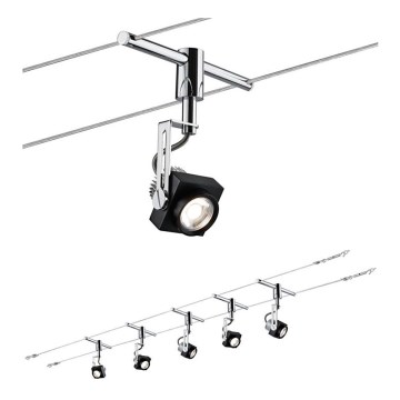 Paulmann 94081 - KIT 5xLED/5W Spotlight för system med snöre 230V svart