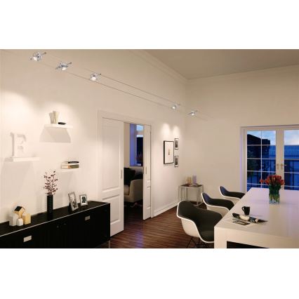 Paulmann 94133 - Sats med 5 x GU5,3/10W, komplett vajersystem MAC 230V i mattkrom