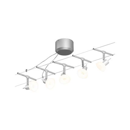 Paulmann 94136 - Komplett vajersystem SHEELA 230V, set med 5 st GU5,3/10W, polerad krom